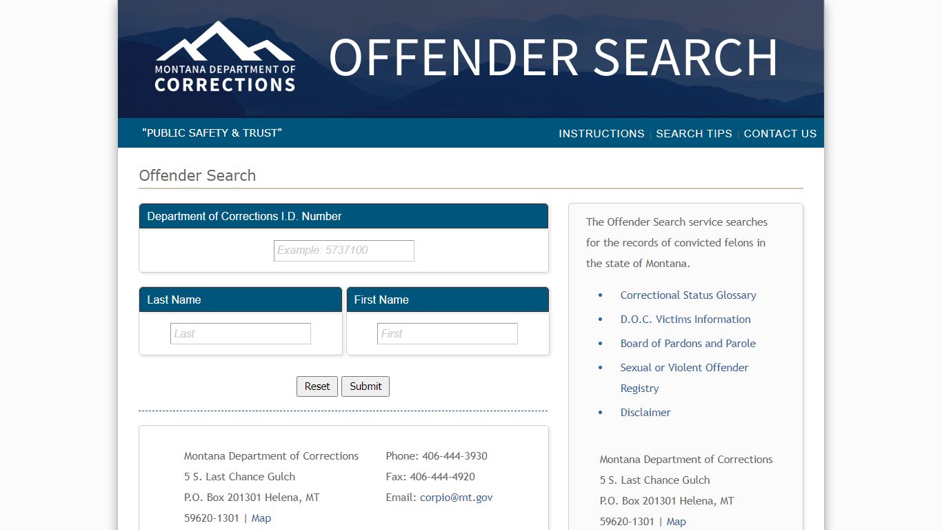 Offender Search - Montana