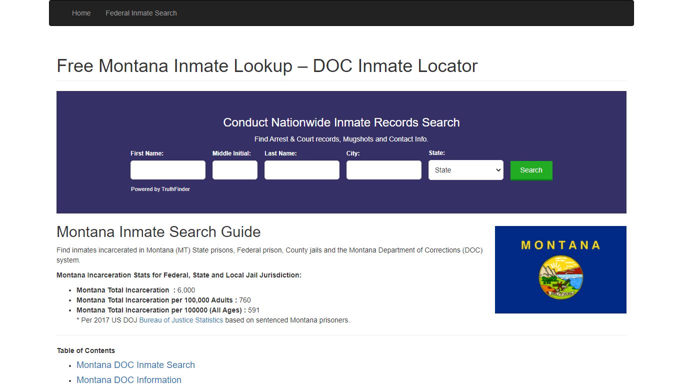 Montana Inmate Search - MT Department of Corrections ...